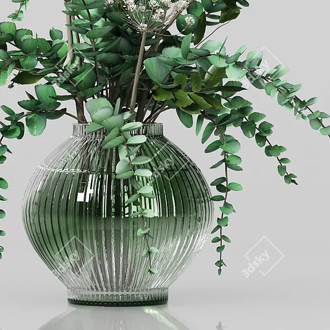 Gorgeous Green Glass Vase Bouquet 3D model image 3