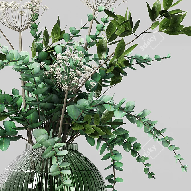 Gorgeous Green Glass Vase Bouquet 3D model image 4