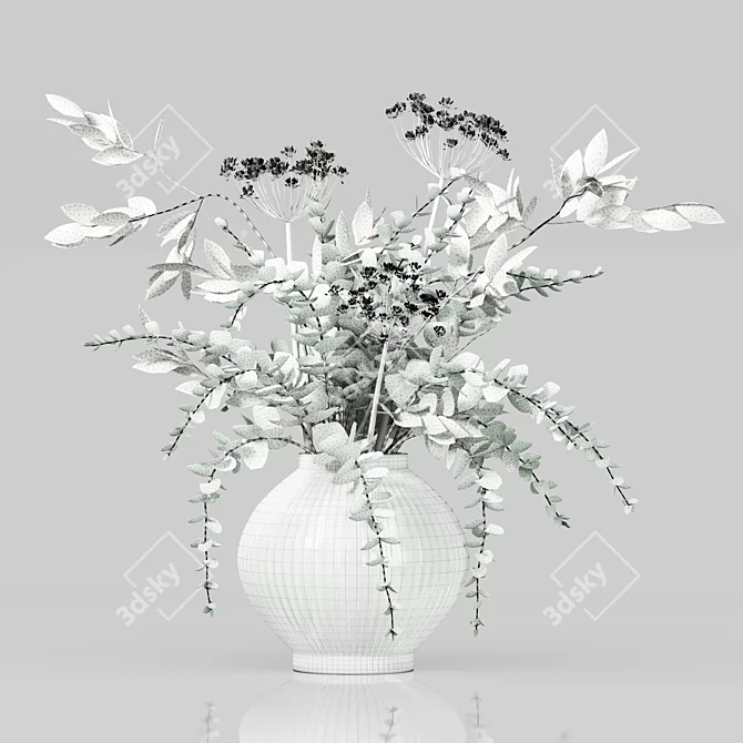 Gorgeous Green Glass Vase Bouquet 3D model image 5