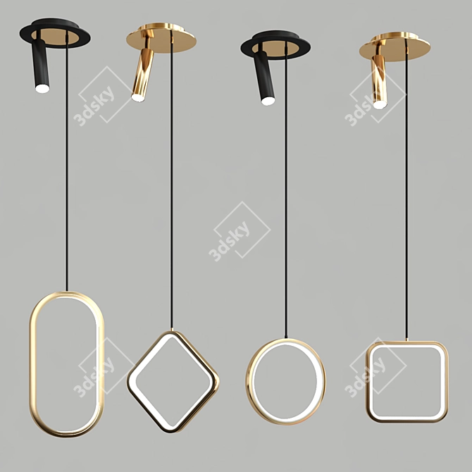 Geometric LED Pendant Luminaires 3D model image 1