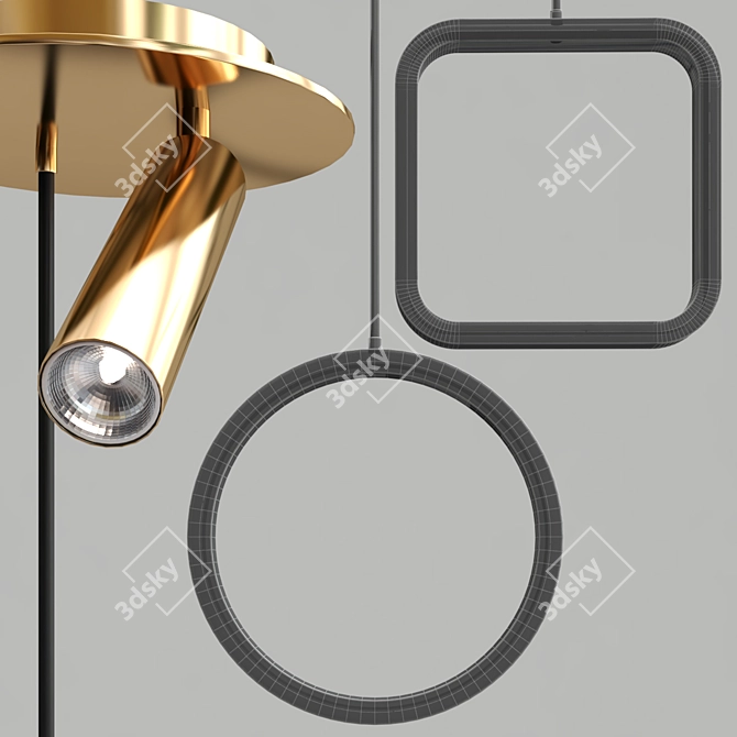 Geometric LED Pendant Luminaires 3D model image 3