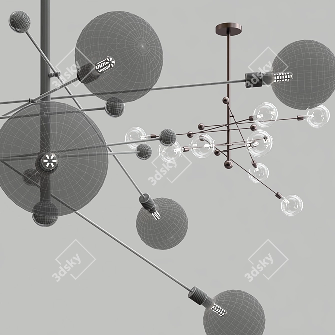 Modern Glass Ball LED Chandelier 3D model image 3