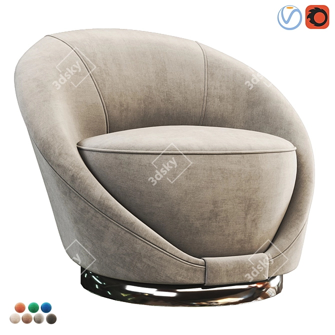 Peacock Swivel Chair - Elegant and Functional 3D model image 1