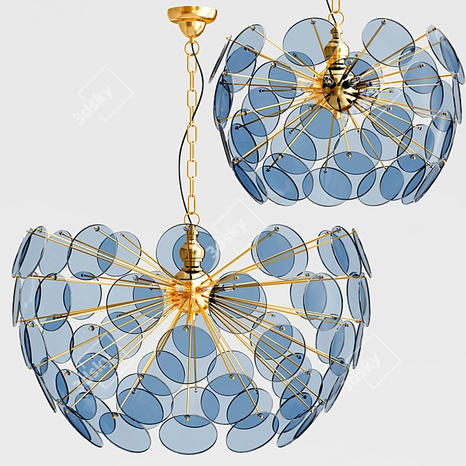 Elegant Golden Blue Pendant. 3D model image 1