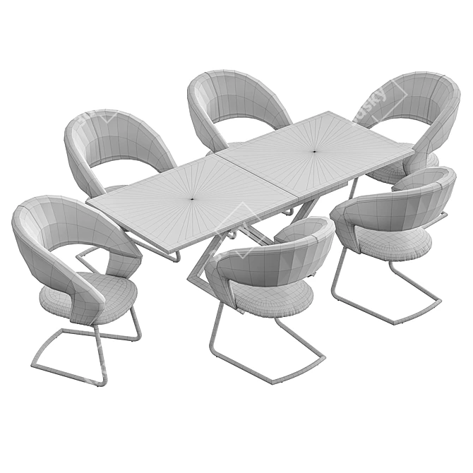 Modern Villus Dining Chair and Cross GW Convertible Table 3D model image 6