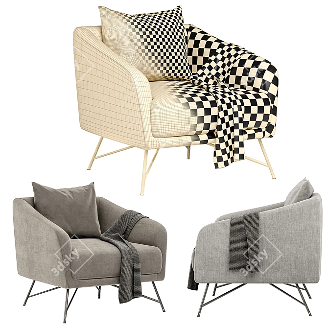 Sleek Betty Armchair: Available in 3 Colors | My Home Collection 3D model image 6