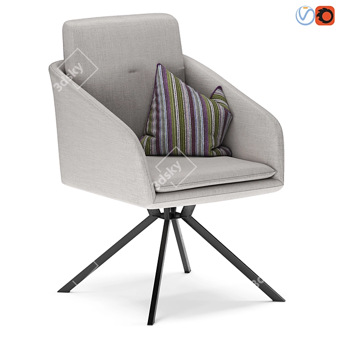 Elegant Swivel Chair with Fabric 3D model image 1