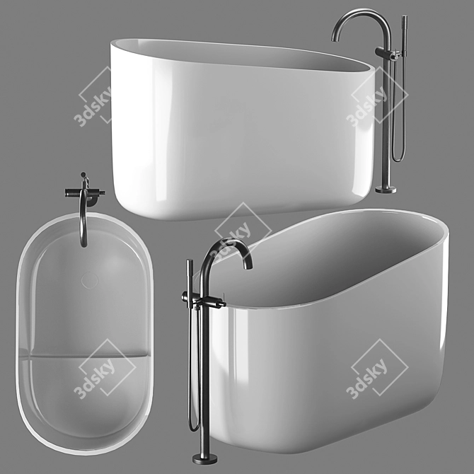 Contemporary Oval Freestanding Bathtub: DIP by Rexa 3D model image 2