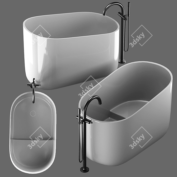 Contemporary Oval Freestanding Bathtub: DIP by Rexa 3D model image 3