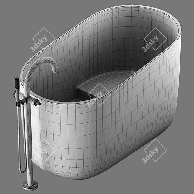 Contemporary Oval Freestanding Bathtub: DIP by Rexa 3D model image 4