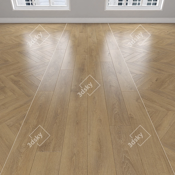 Oak Parquet: Herringbone, Linear & Chevron 3D model image 1