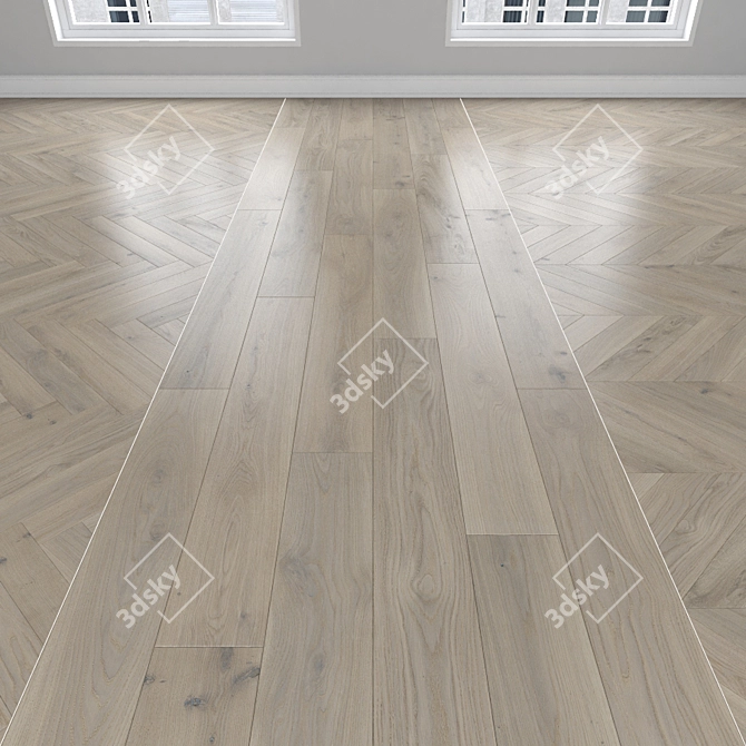 Parquet Oak Collection: Herringbone, Linear & Chevron 3D model image 1