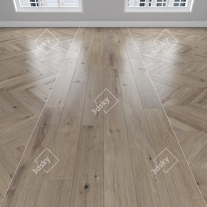 Oak Parquet: Herringbone, Linear & Chevron 3D model image 1