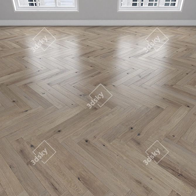 Oak Parquet: Herringbone, Linear & Chevron 3D model image 3