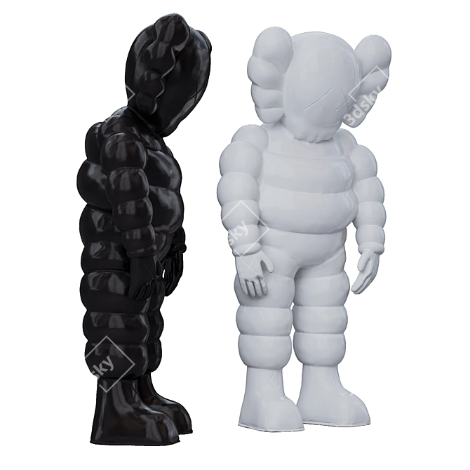 Kaws x Michelin Figurines - Black and White Vinyl Toys 3D model image 6