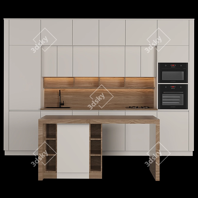 Sleek & Chic Kitchen Design 3D model image 1