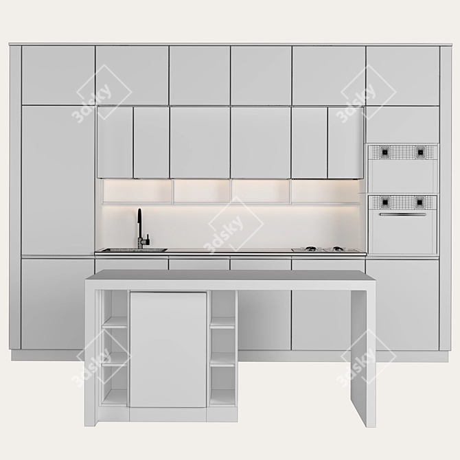 Sleek & Chic Kitchen Design 3D model image 4