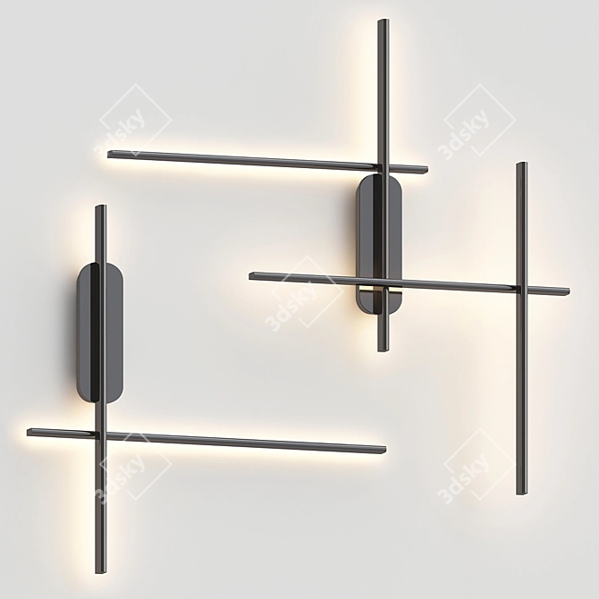 Elegant Brass Wall Light 3D model image 1