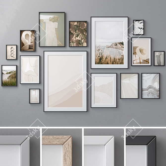 Multi-Colored Photo Frames Set 3D model image 1