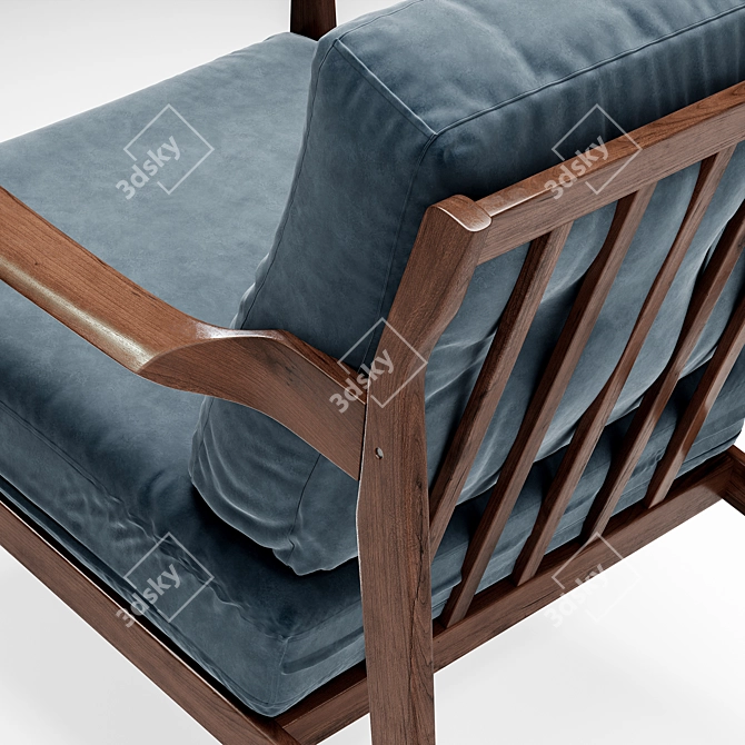 Walnut Framed Mid-Century Lounge Chair 3D model image 4