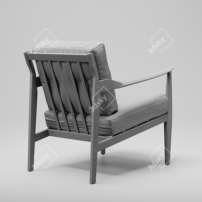 Walnut Framed Mid-Century Lounge Chair 3D model image 5