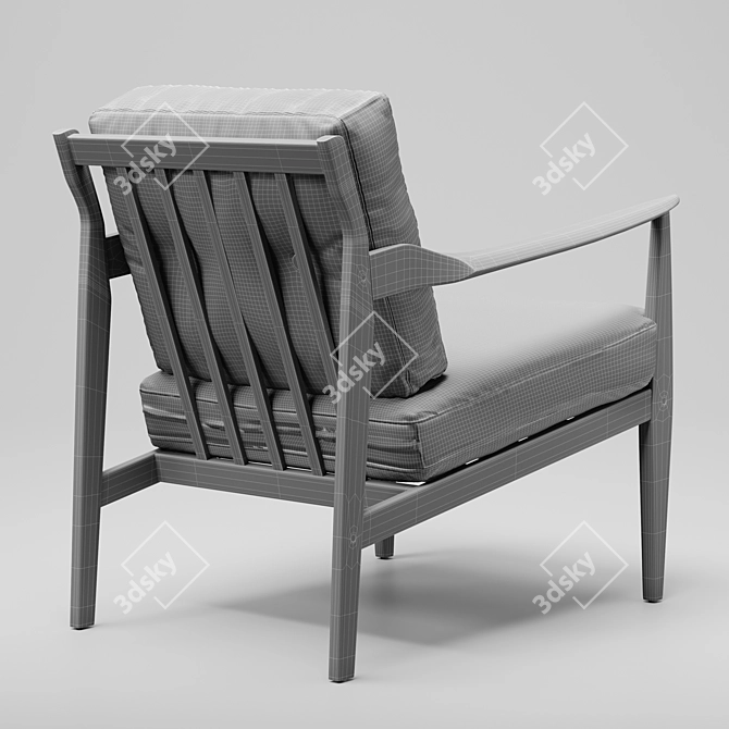 Walnut Framed Mid-Century Lounge Chair 3D model image 11