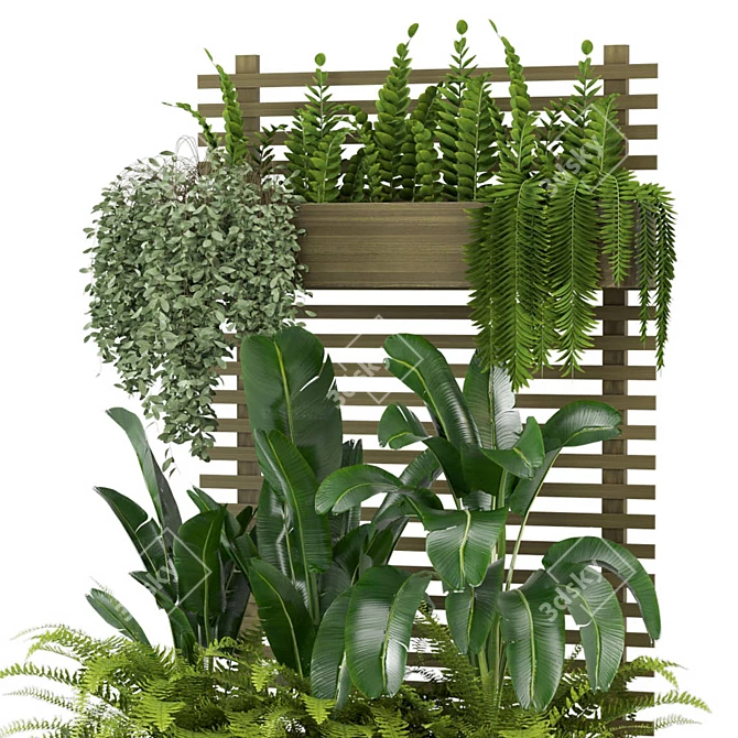 Rustic Concrete Pot Shelf - Set 0073 3D model image 4