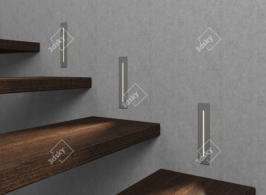 Long LED Recessed Stair Luminaire 3D model image 5