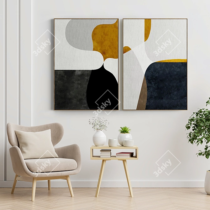 Minimal Abstract Photo Frame Set 3D model image 2