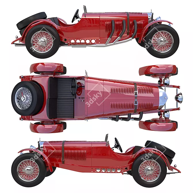 Vintage Mercedes-Benz SSKL Masterpiece 3D model image 2