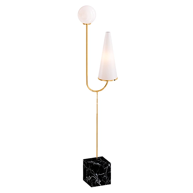 Mid Century Modern Marble Brass Glass Floor Lamps 3D model image 1