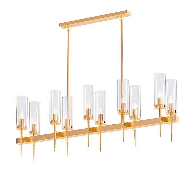 Elegant Brass Line Chandelier 3D model image 1