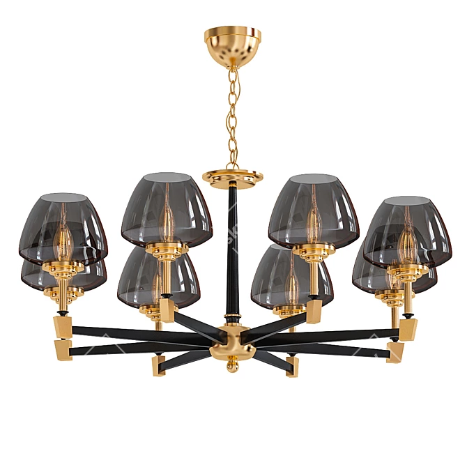 Sophisticated Brass Chandelier 3D model image 1