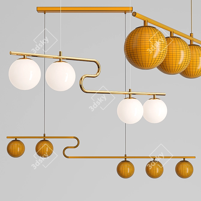 Copper Nordic Creative Chandelier 3D model image 3