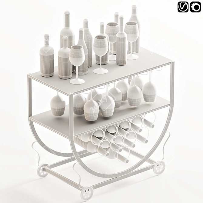 Elegant Liquor serving trolley 3D model image 3