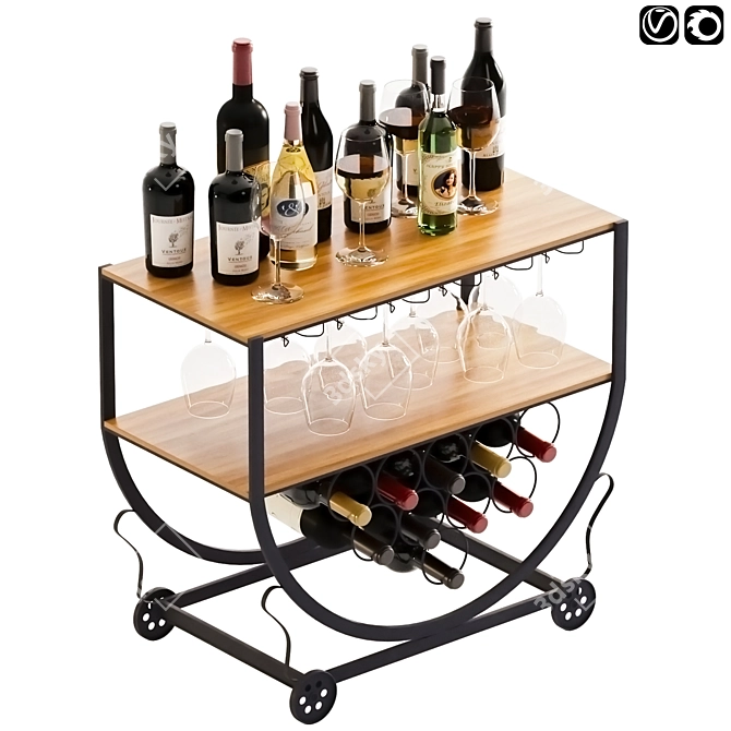 Elegant Liquor serving trolley 3D model image 4