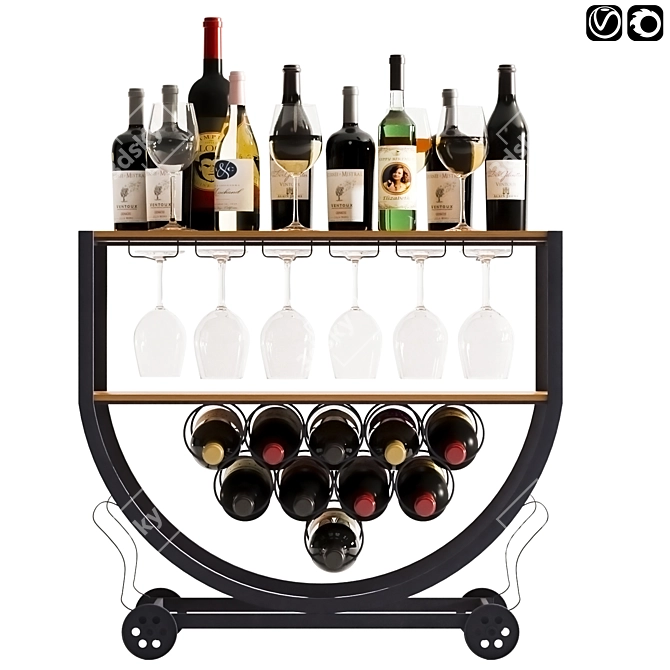 Elegant Liquor serving trolley 3D model image 5