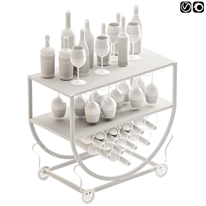 Elegant Liquor serving trolley 3D model image 6