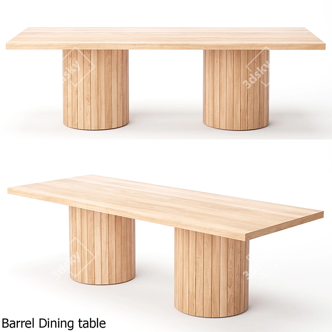 Barrel Dining Table Set 3D model image 4