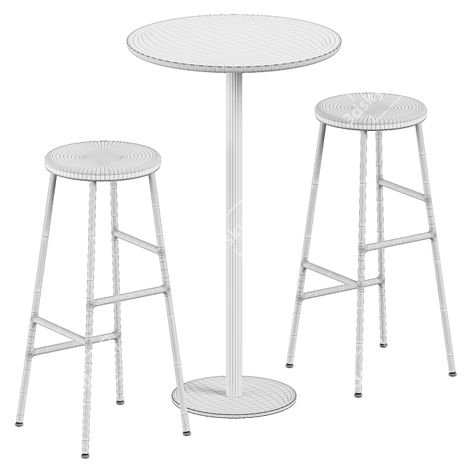 Sleek Mix & Fix Table + Cornet Bar Stool 3D model image 2