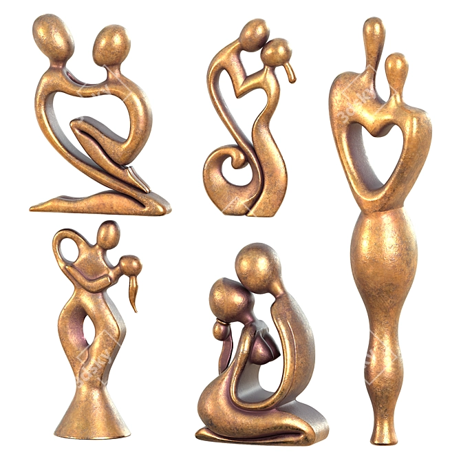 Sculpture Love Kiss Duo 3D model image 1