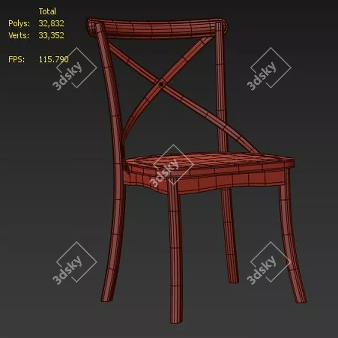 Elegant Gafton Cross Back Chair 3D model image 6