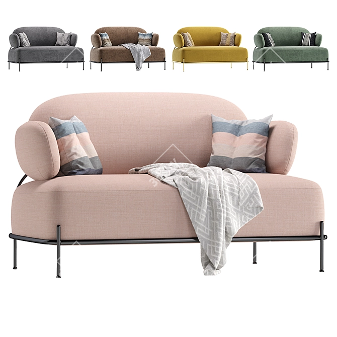 Pink Coco 2-Seater Sofa 3D model image 1