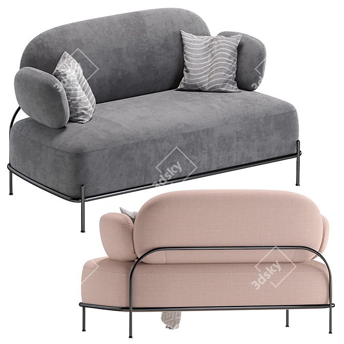 Pink Coco 2-Seater Sofa 3D model image 3