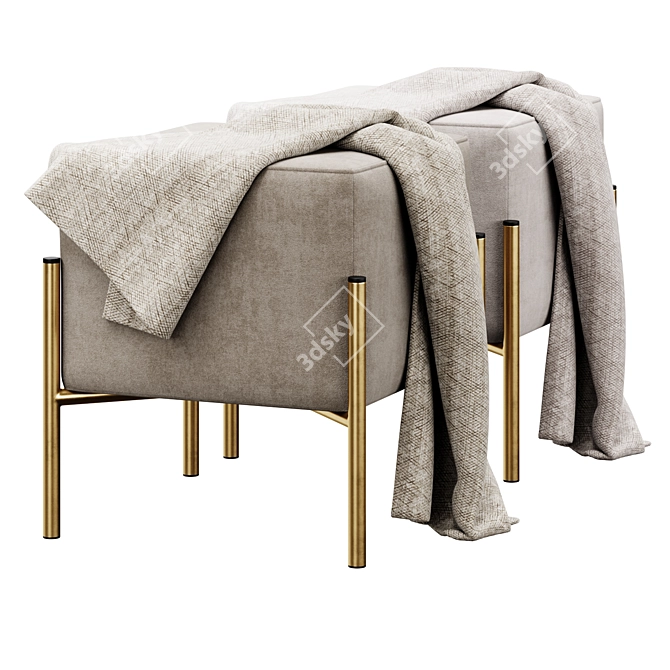 Ivor 15.5 Ottoman: Wide & Stylish 3D model image 6