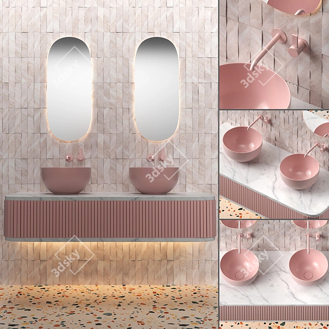 Luxury Marble Bathroom Set 3D model image 1