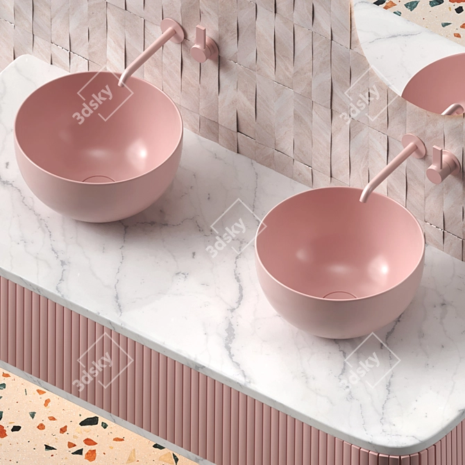 Luxury Marble Bathroom Set 3D model image 3