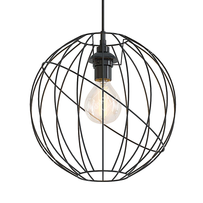 Orbita Black Chandelier: Modern and Elegant 3D model image 1