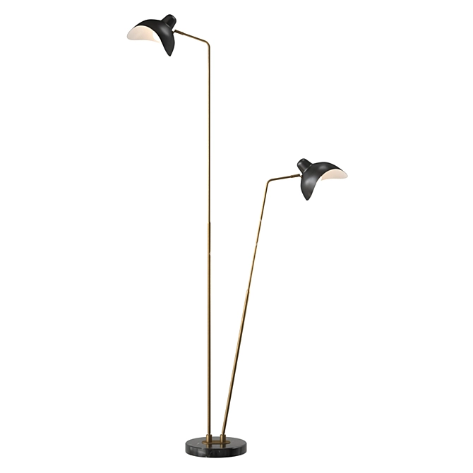 Asta Double Floor Lamp: Elegant Illumination for Any Space 3D model image 2