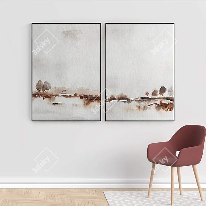 Modern Abstract Photo Frame Set 3D model image 5